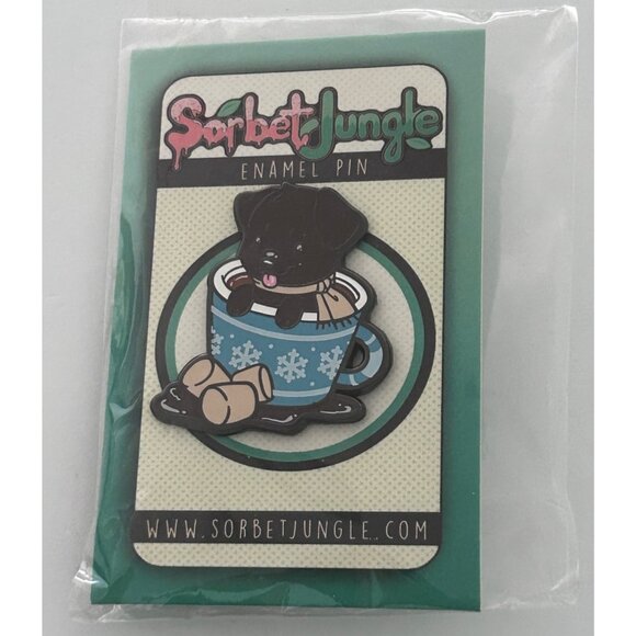 Sorbet Jungle Lab Puppy In Snowflake Christmas Winter Mug Enamel Lapel Pin - Picture 1 of 3